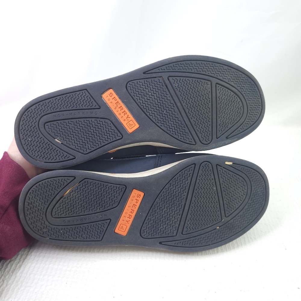 Sperry Top Sider Boys Boat Shoes Blue Leather Slip On Moccasin Shoes Size 3.5 Y - Picture 6 of 7